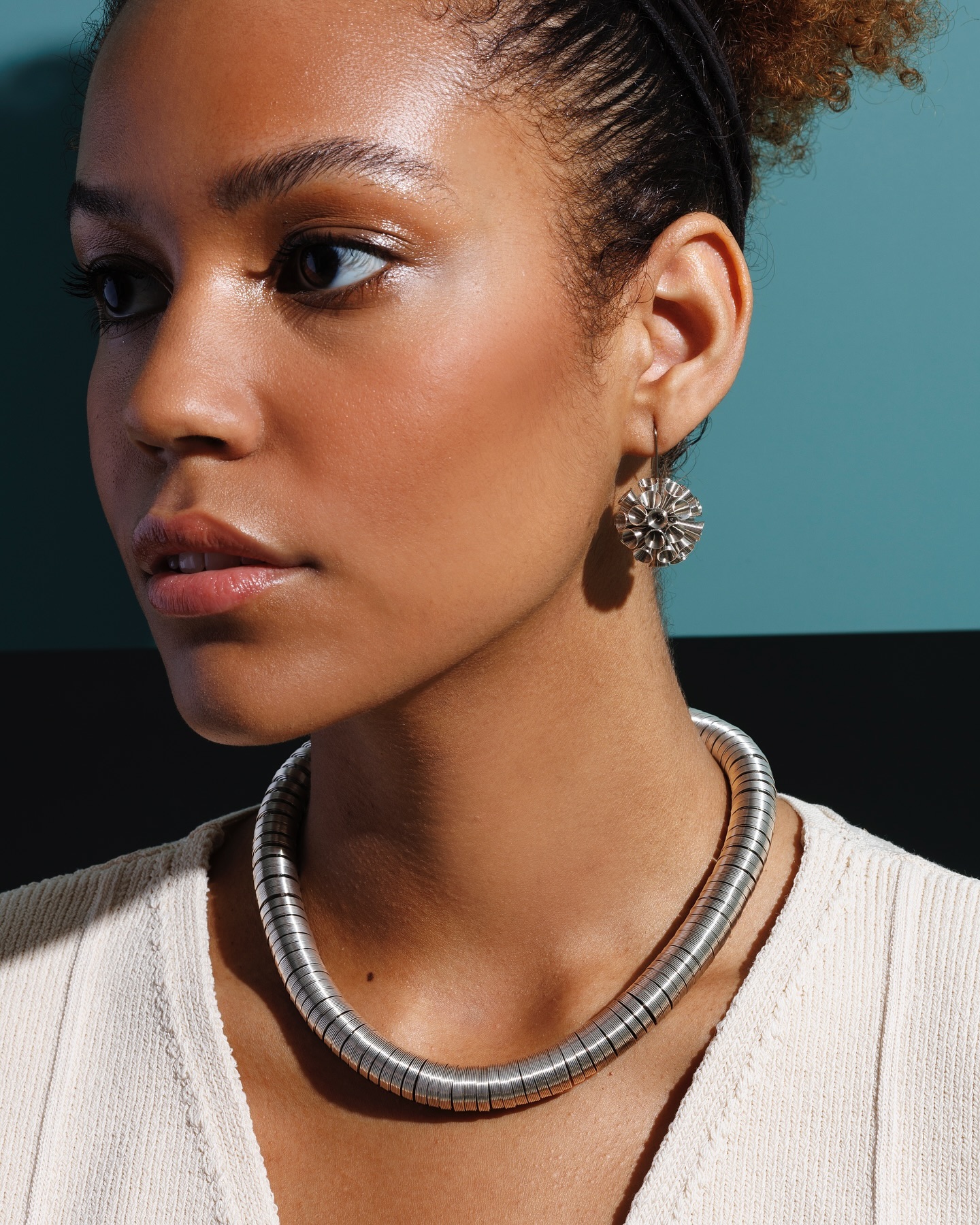 La Mollla Flip necklace and Bloom earrings